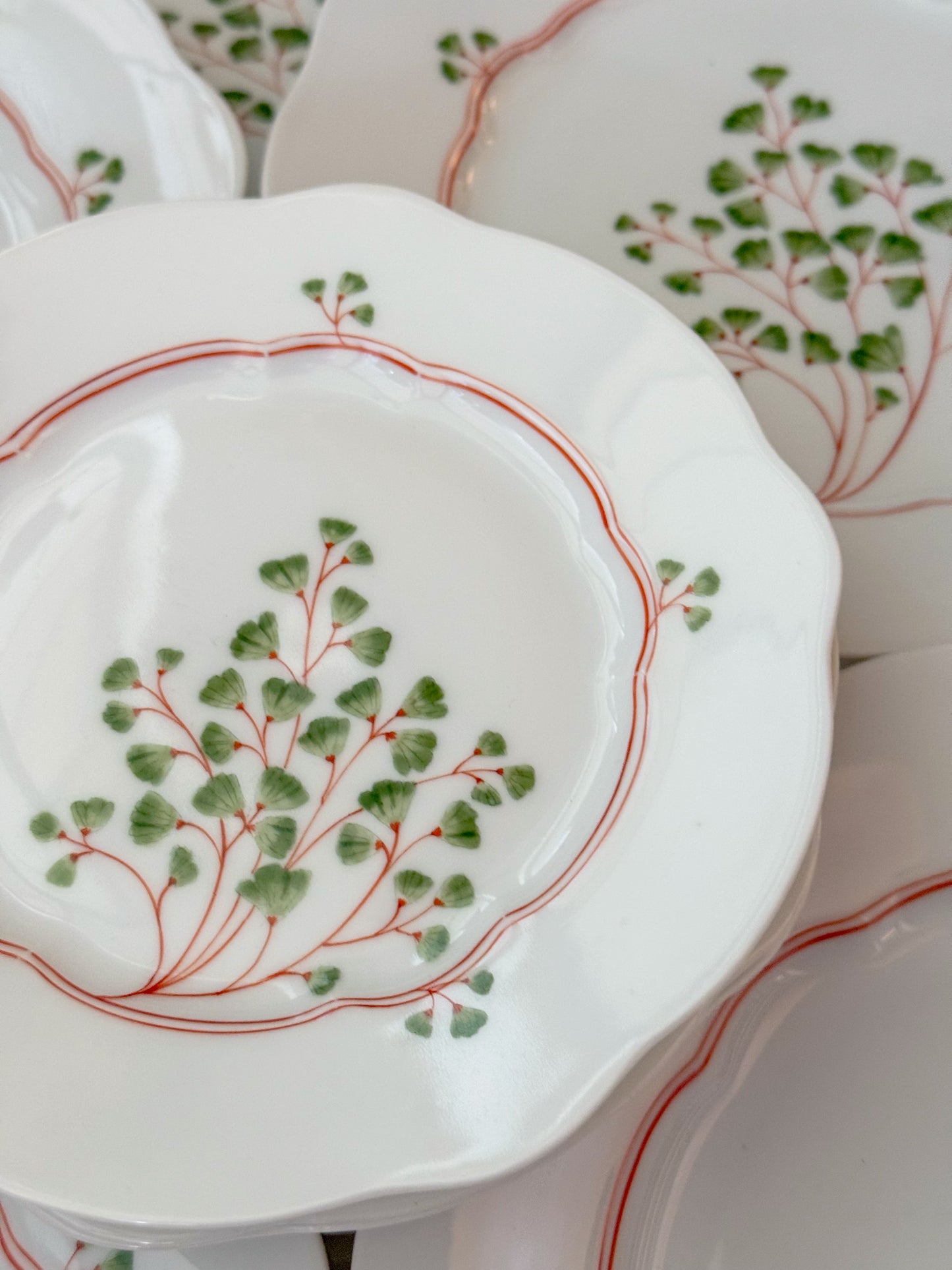 Antique Maidenhair Fern Nymphenburg Porcelain Dinnerware, Hand Painted