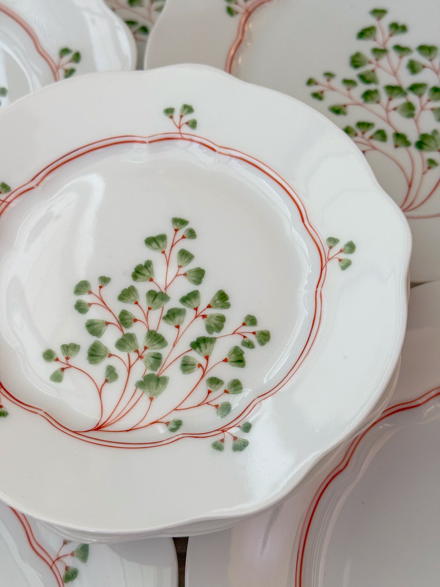 Antique Maidenhair Fern Nymphenburg Porcelain Dinnerware, Hand Painted