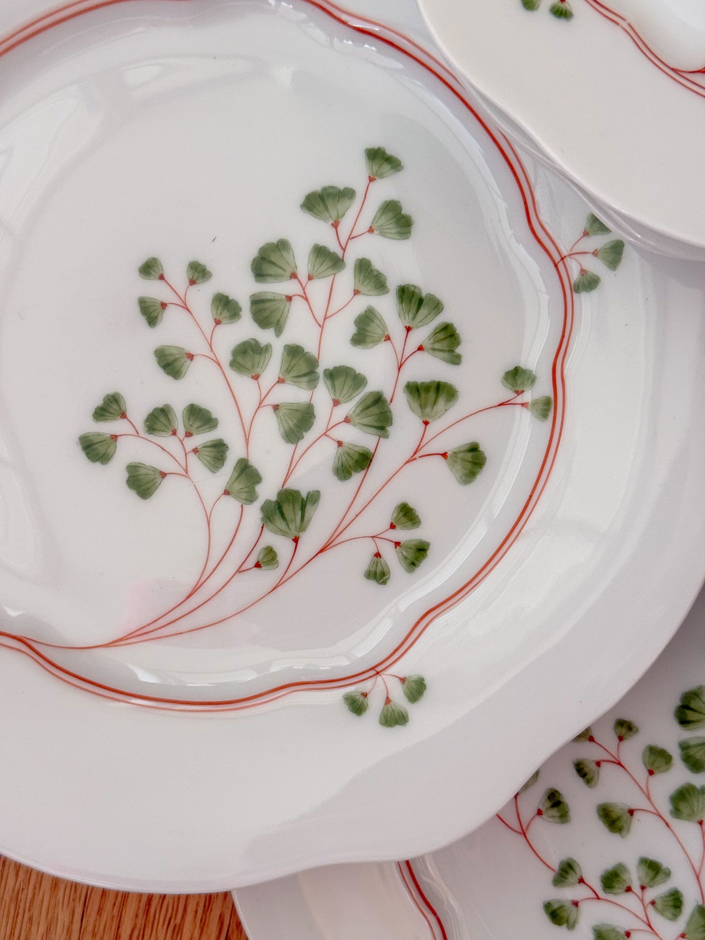 Antique Maidenhair Fern Nymphenburg Porcelain Dinnerware, Hand Painted