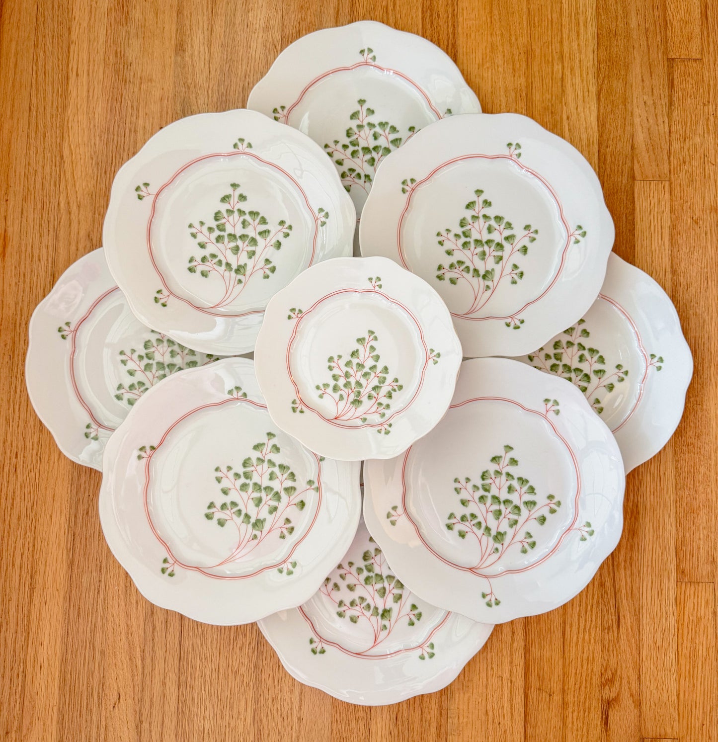 Antique Maidenhair Fern Nymphenburg Porcelain Dinnerware, Hand Painted