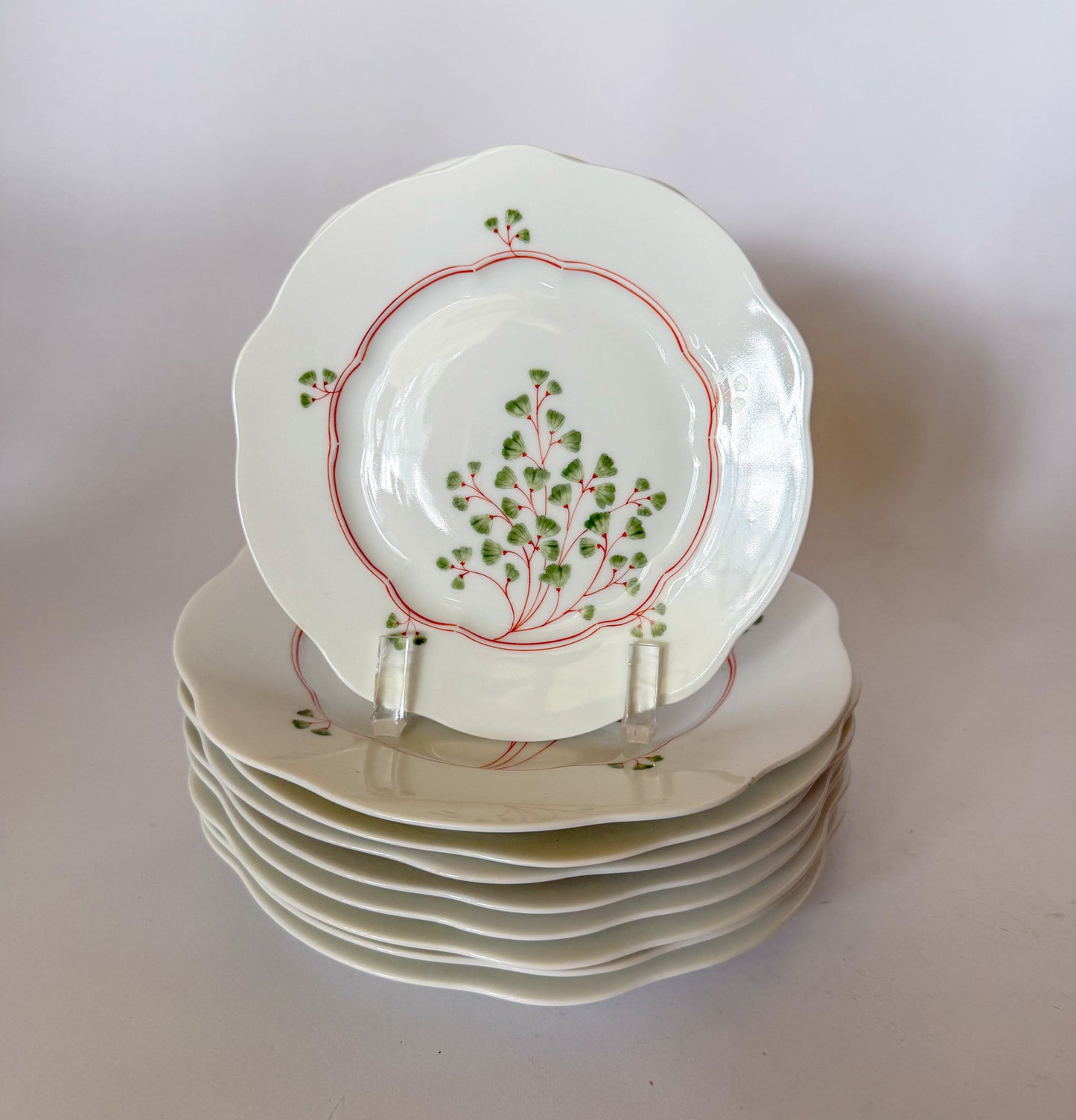 Antique Maidenhair Fern Nymphenburg Porcelain Dinnerware, Hand Painted