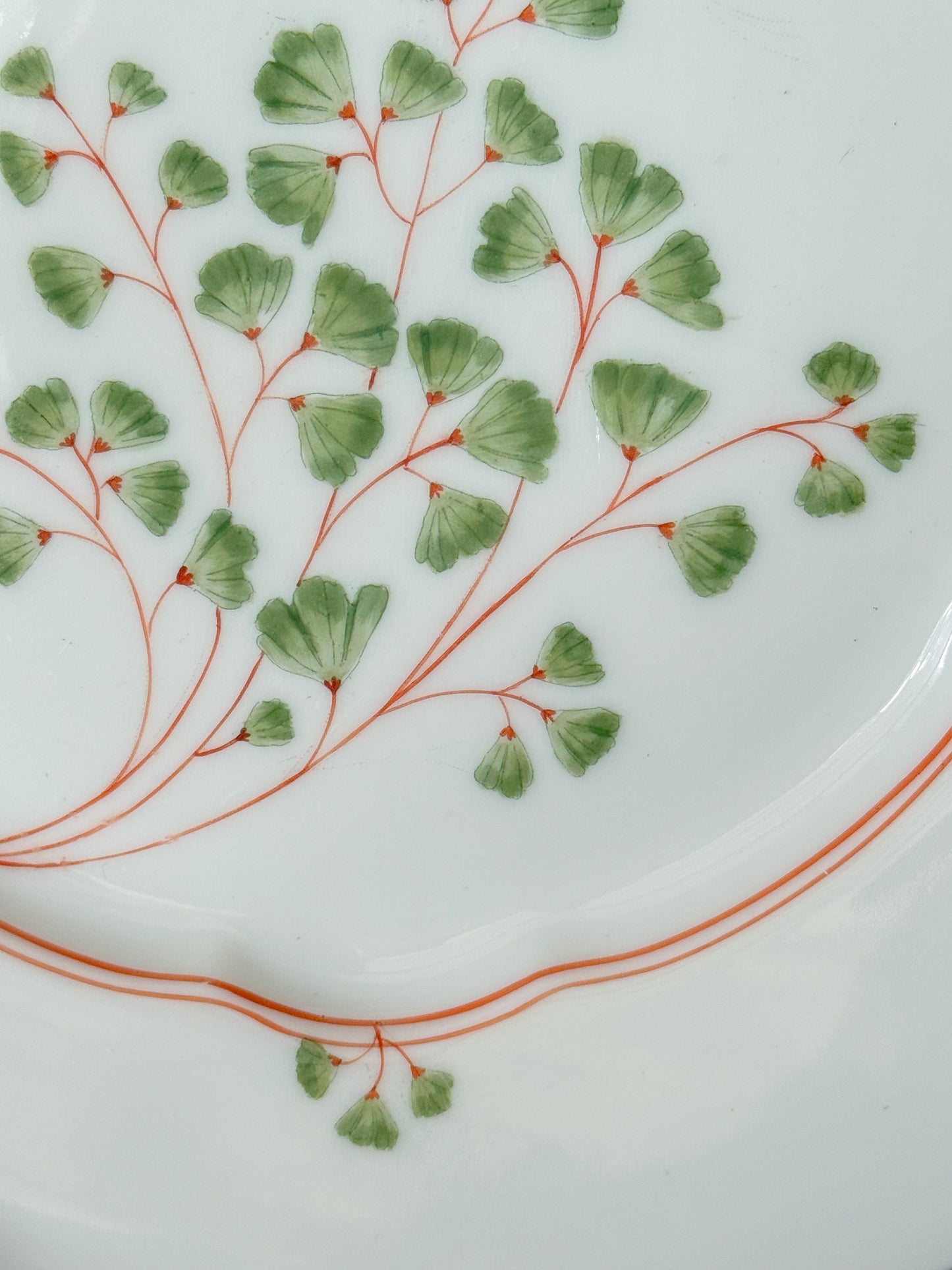 Antique Maidenhair Fern Nymphenburg Porcelain Dinnerware, Hand Painted