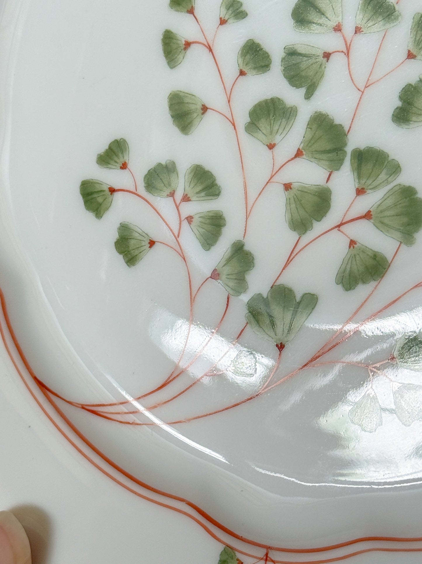 Antique Maidenhair Fern Nymphenburg Porcelain Dinnerware, Hand Painted