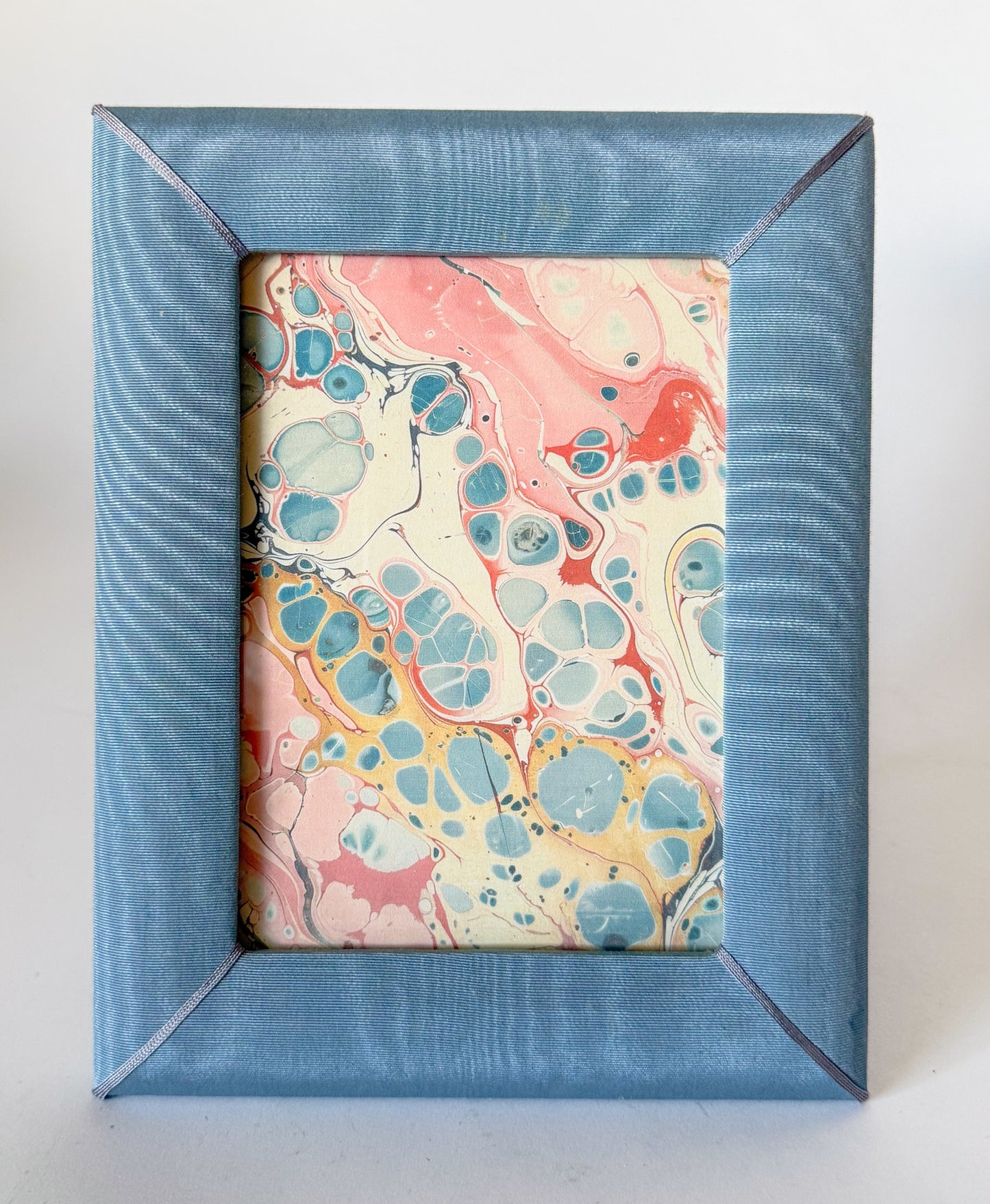 Vintage Moire Blue Fabric Table Top Picture Frame, 5x7