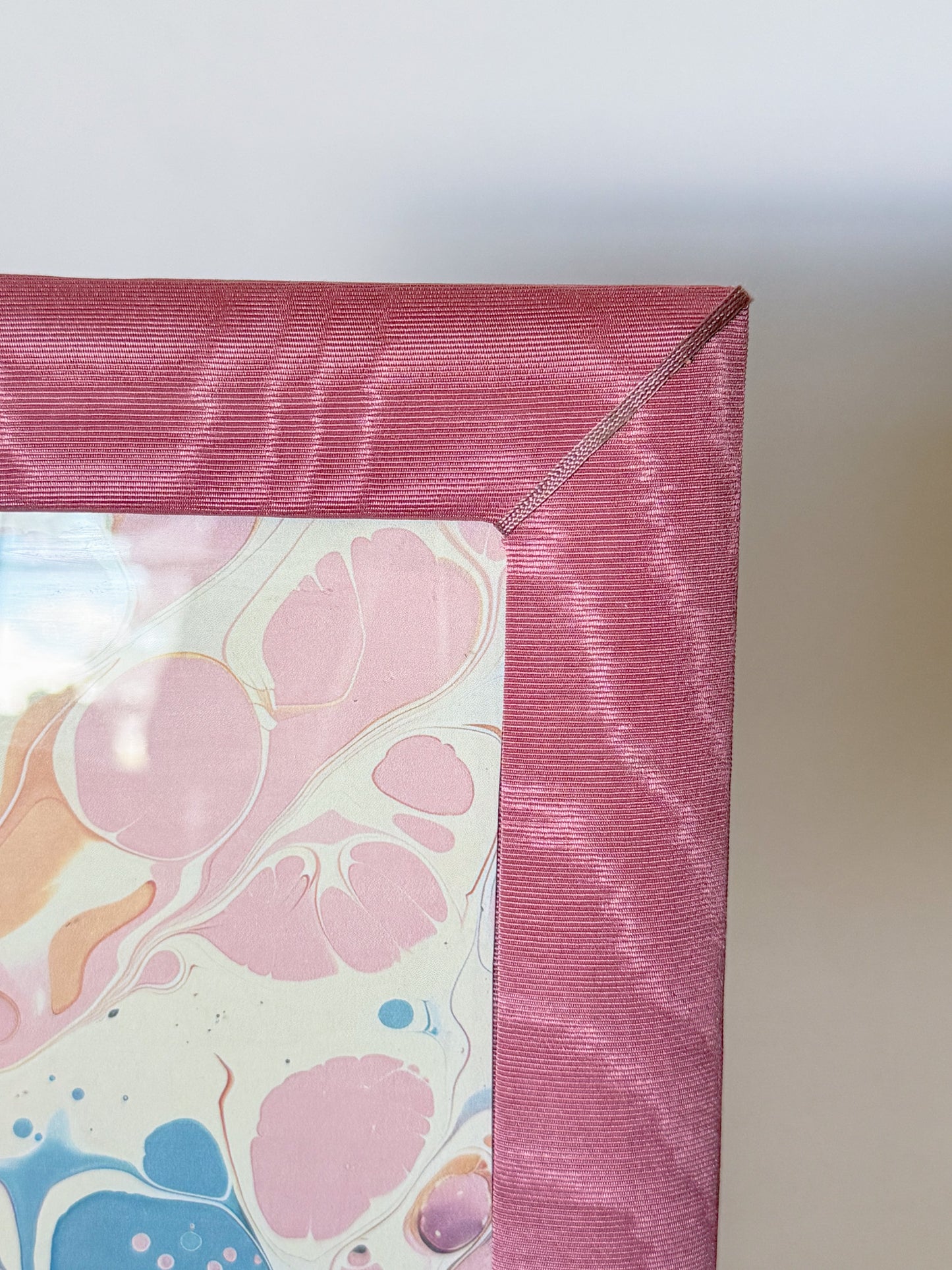 Vintage Pink Moire Fabric Table Top Picture Frame, 8x10