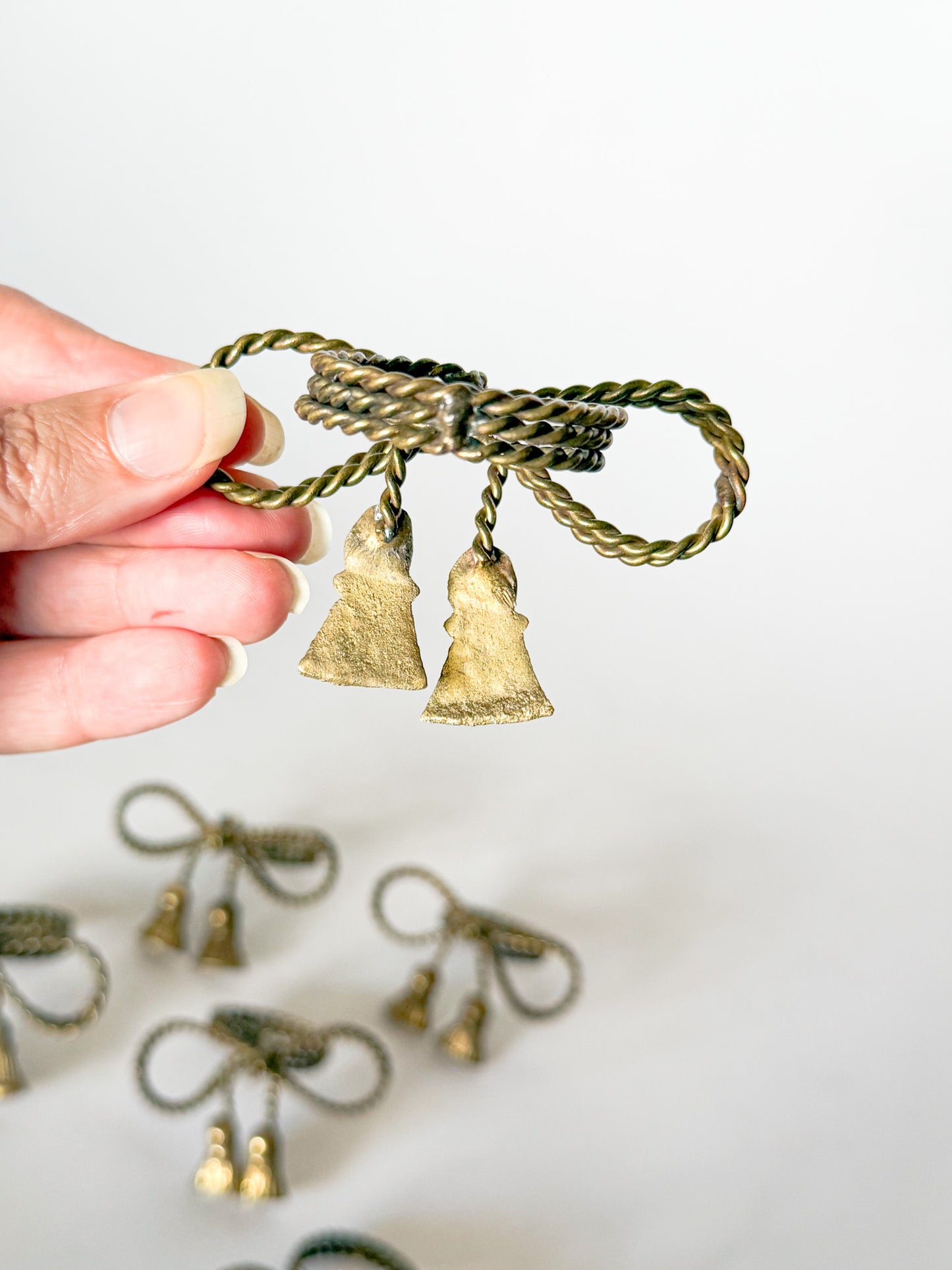 Vintage Brass Tassel Bow Napkin Rings - Set of 6