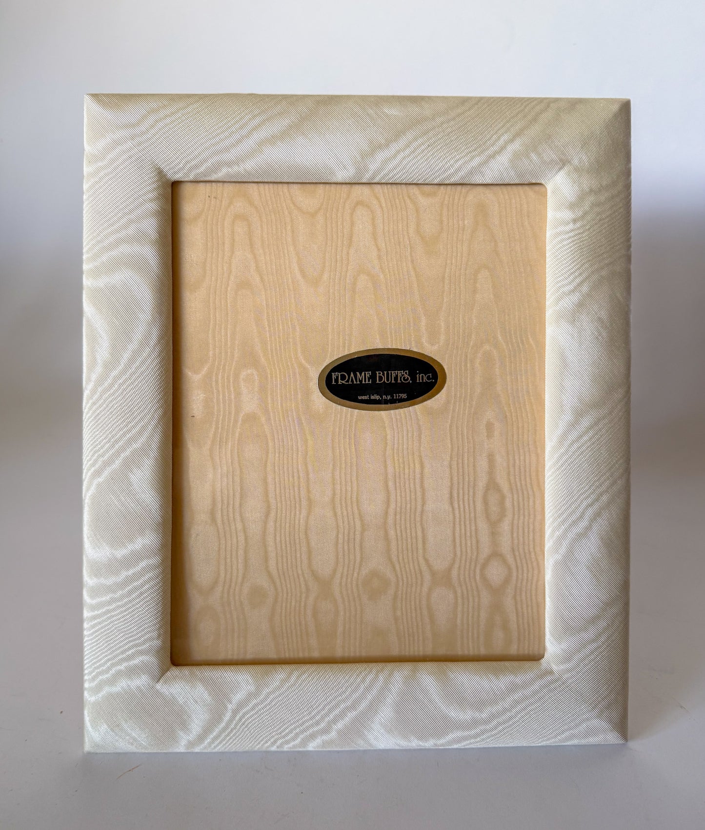 Vintage Moire Ivory and Blush Fabric Table Top Picture Frame, 8x10