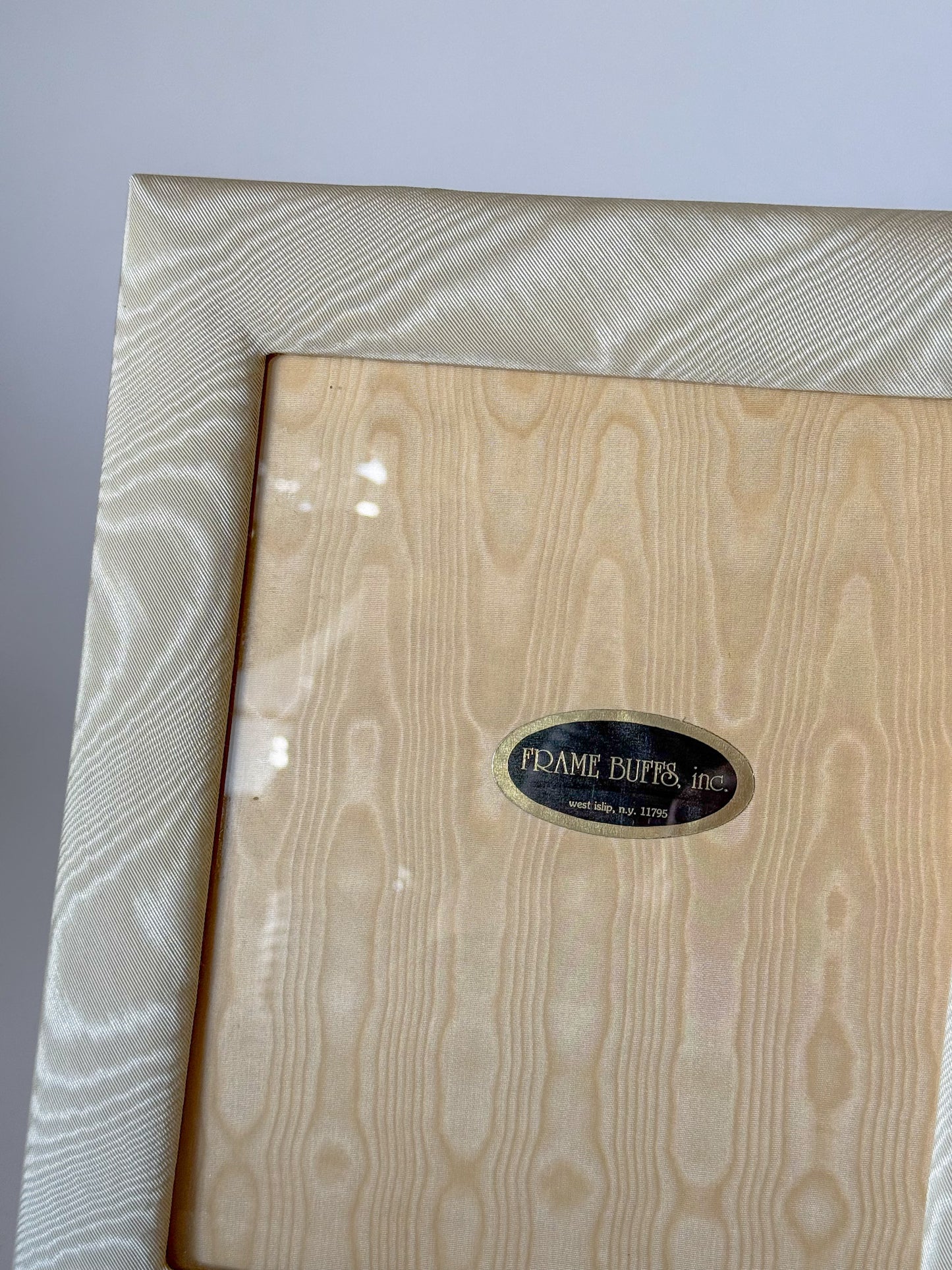 Vintage Moire Ivory and Blush Fabric Table Top Picture Frame, 8x10