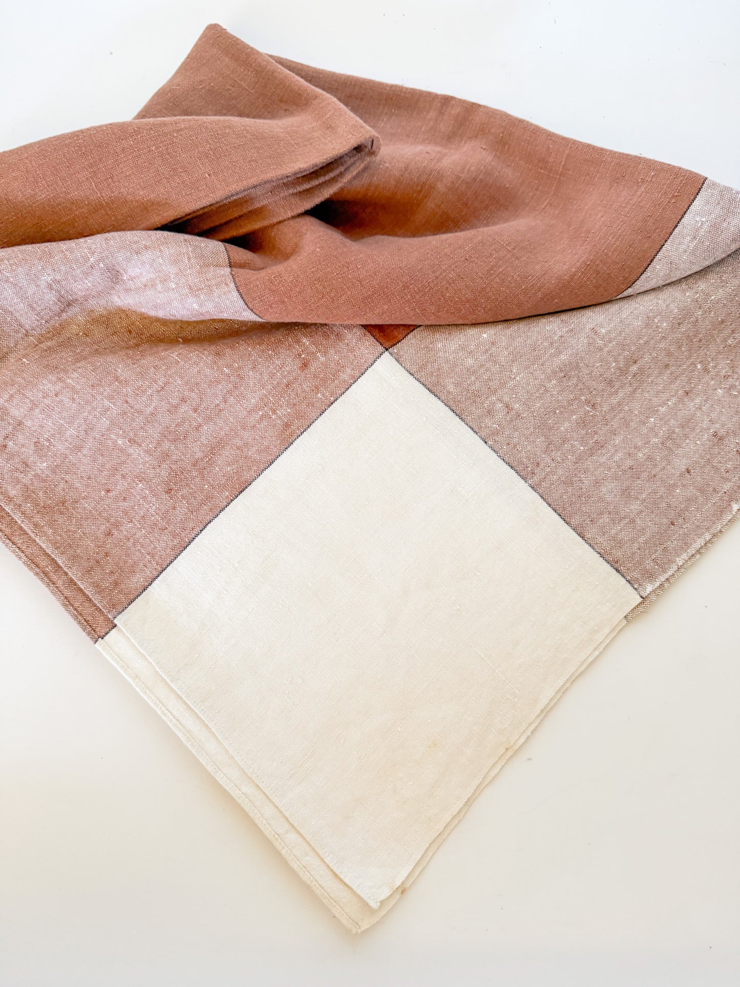 Vintage Mocha Linen Tablecloth