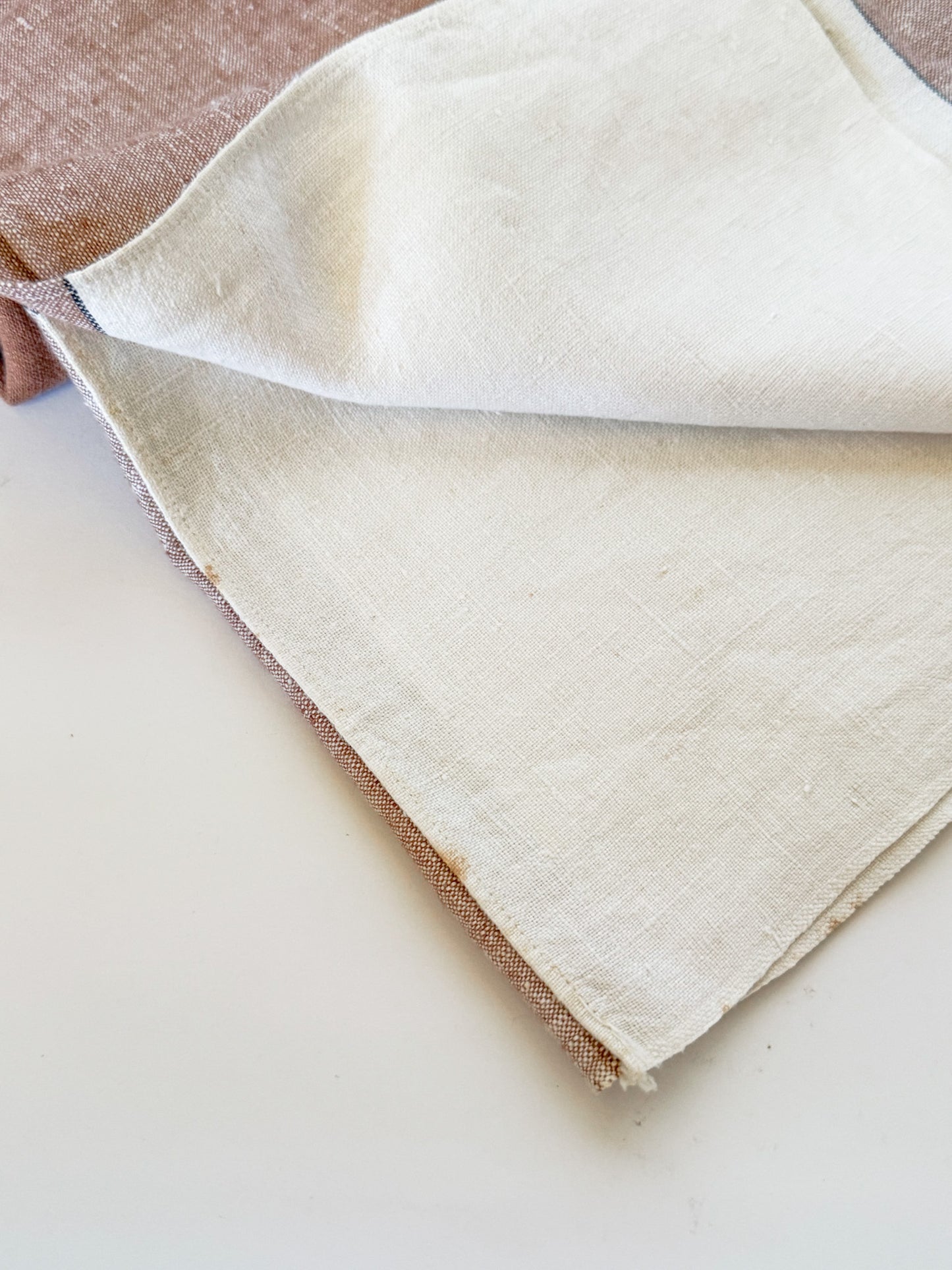 Vintage Mocha Linen Tablecloth