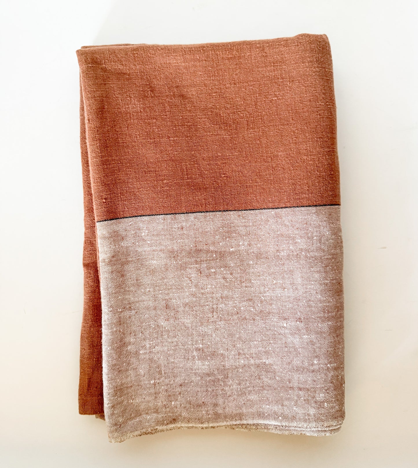 Vintage Mocha Linen Tablecloth