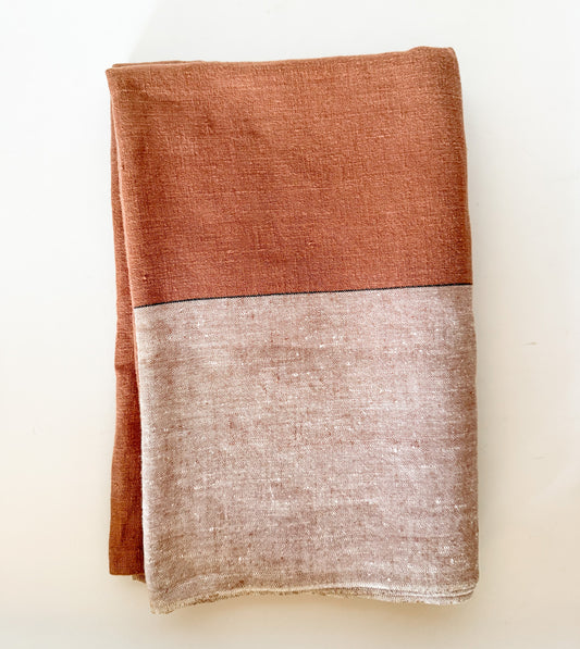 Vintage Mocha Linen Tablecloth