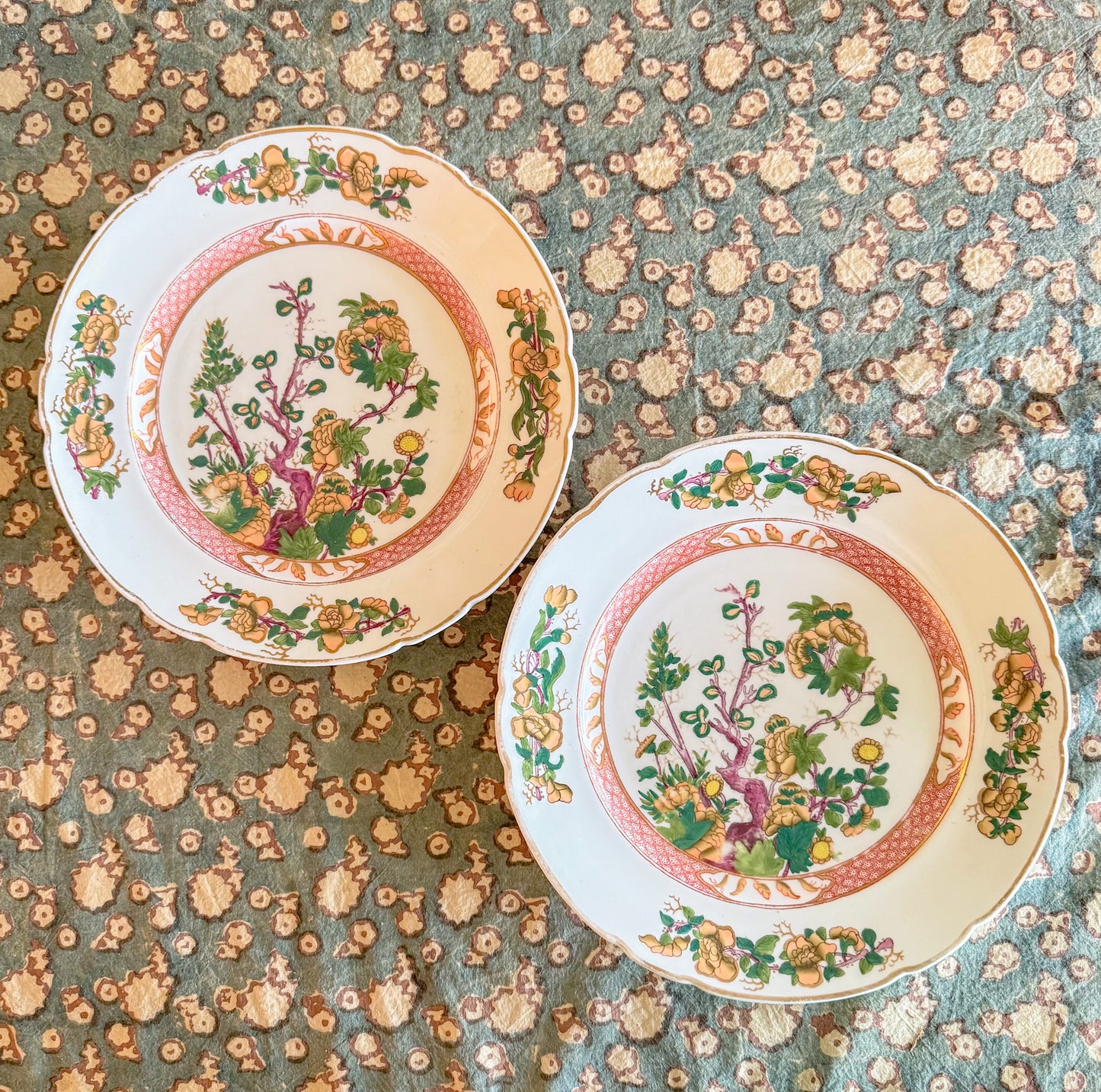 Antique Coalport Indian Tree Dinner Plates, c.1881-1890, a Pair