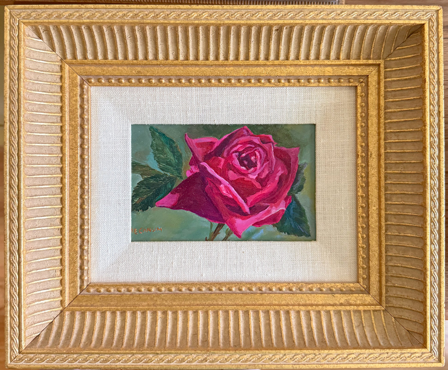 Original Rose Plein Air Style Acrylic Painting