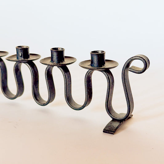 1950s Swedish Iron Squiggle Ondulation Candle Holder