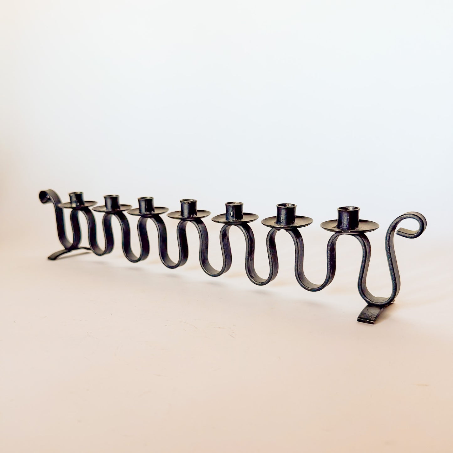1950s Swedish Iron Squiggle Ondulation Candle Holder