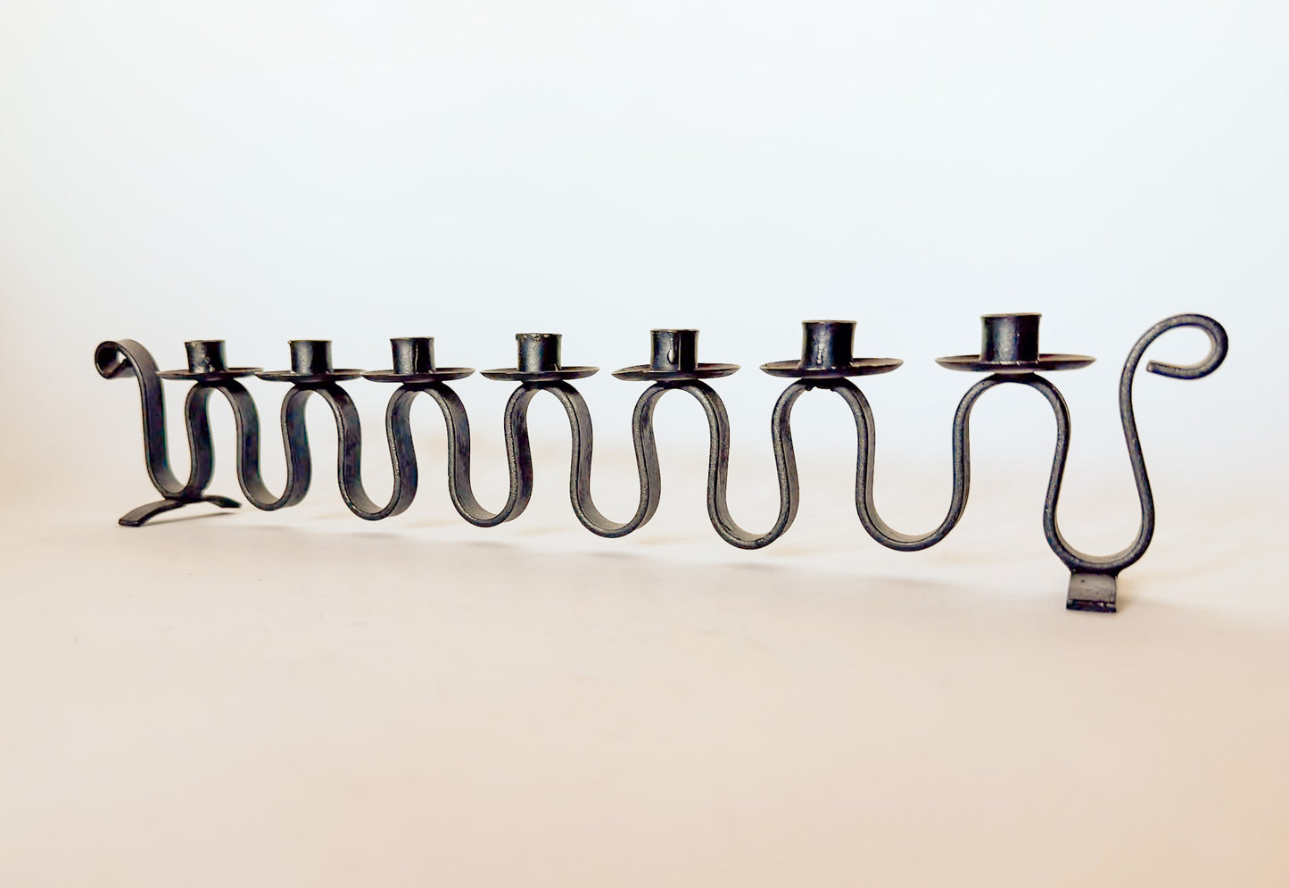 1950s Swedish Iron Squiggle Ondulation Candle Holder