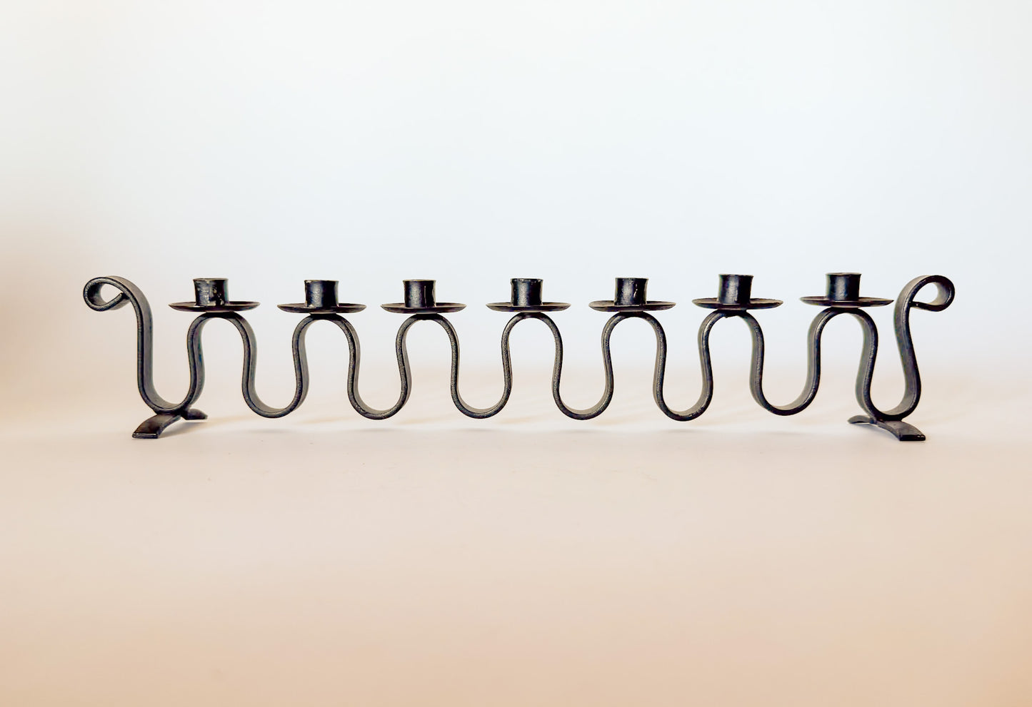 1950s Swedish Iron Squiggle Ondulation Candle Holder