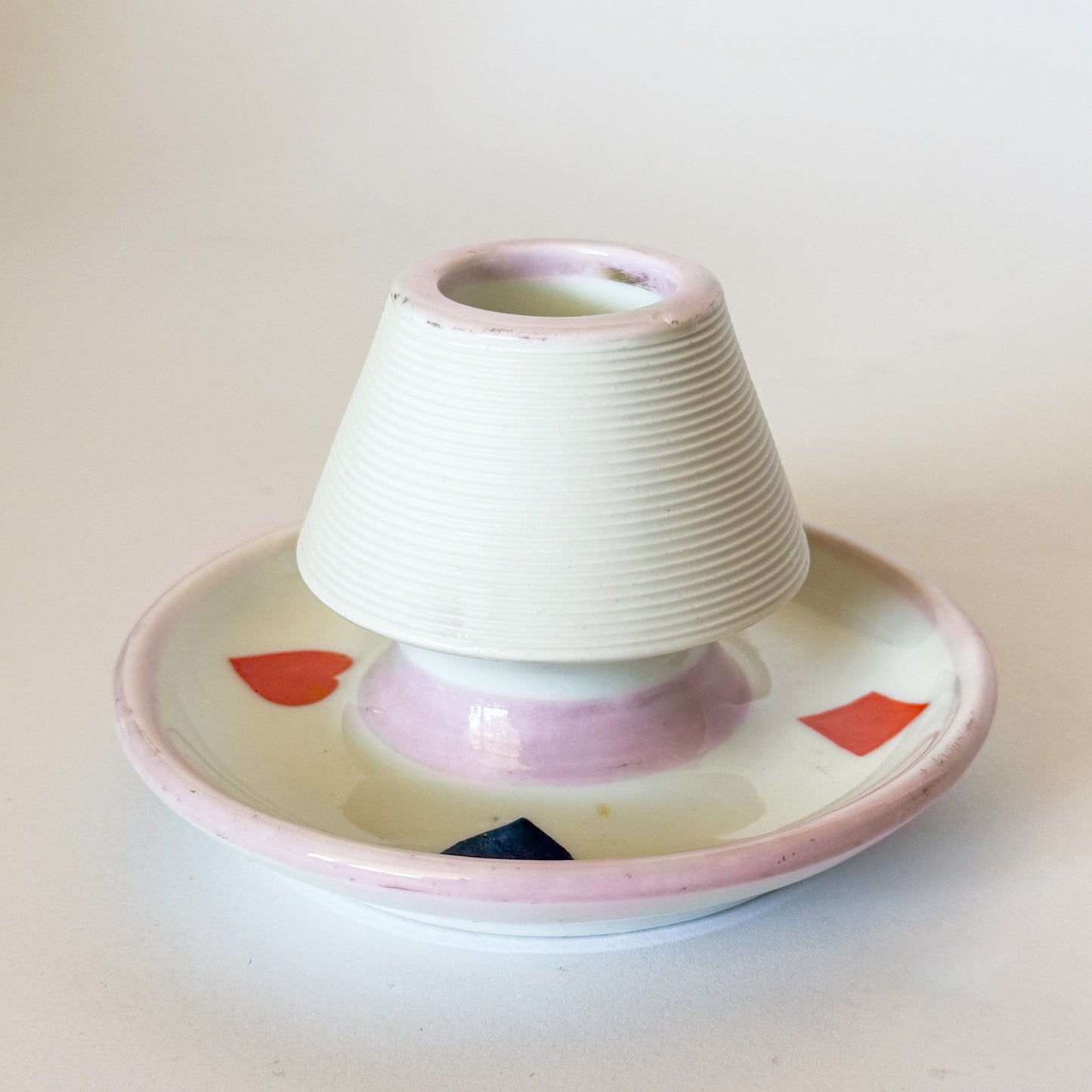 Antique French Porcelain Hand Painted Card Suites Match Striker