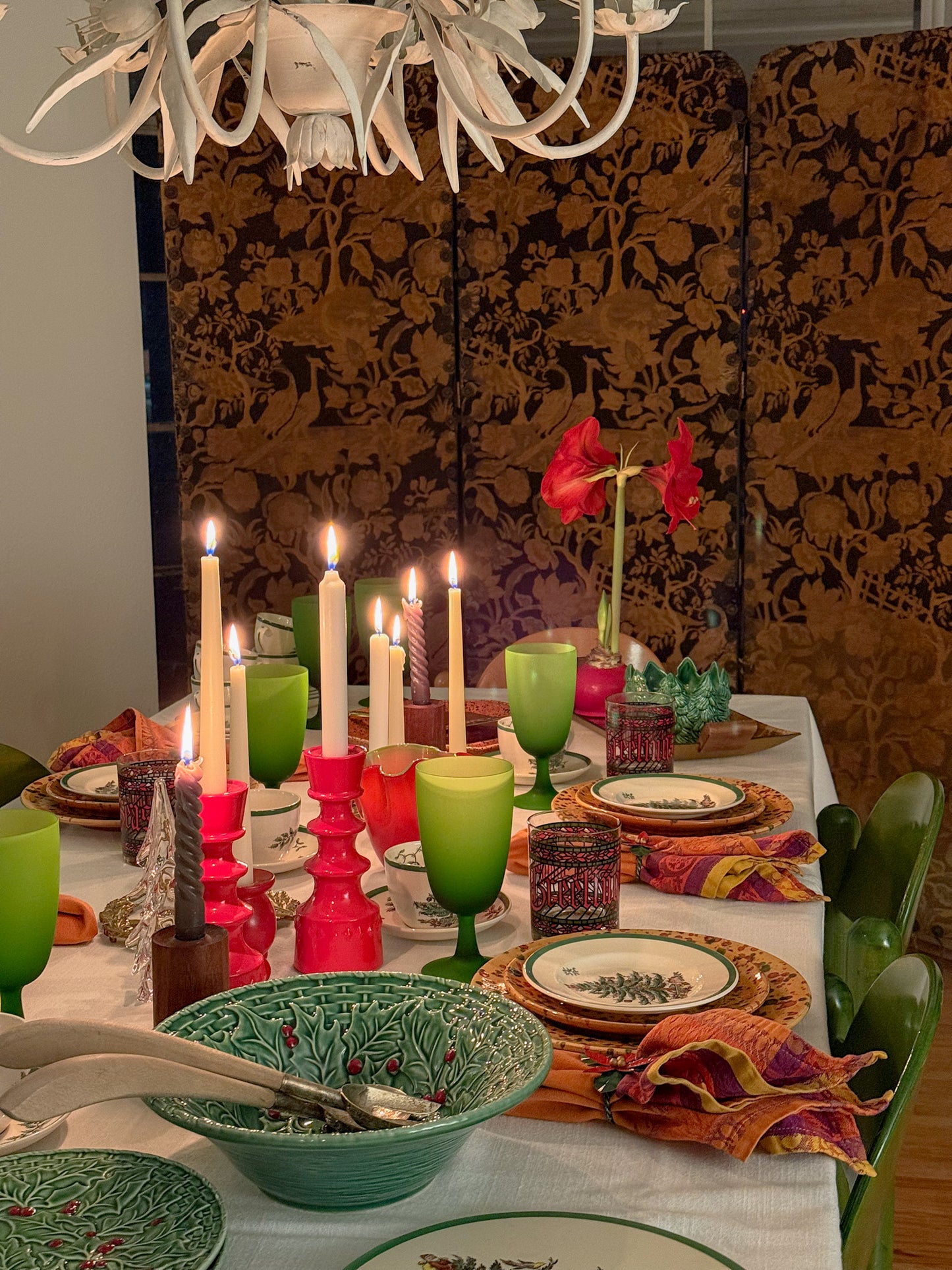 1960s Mid Century Scandinavian Style Red Ceramic Candlesticks- Set of 2