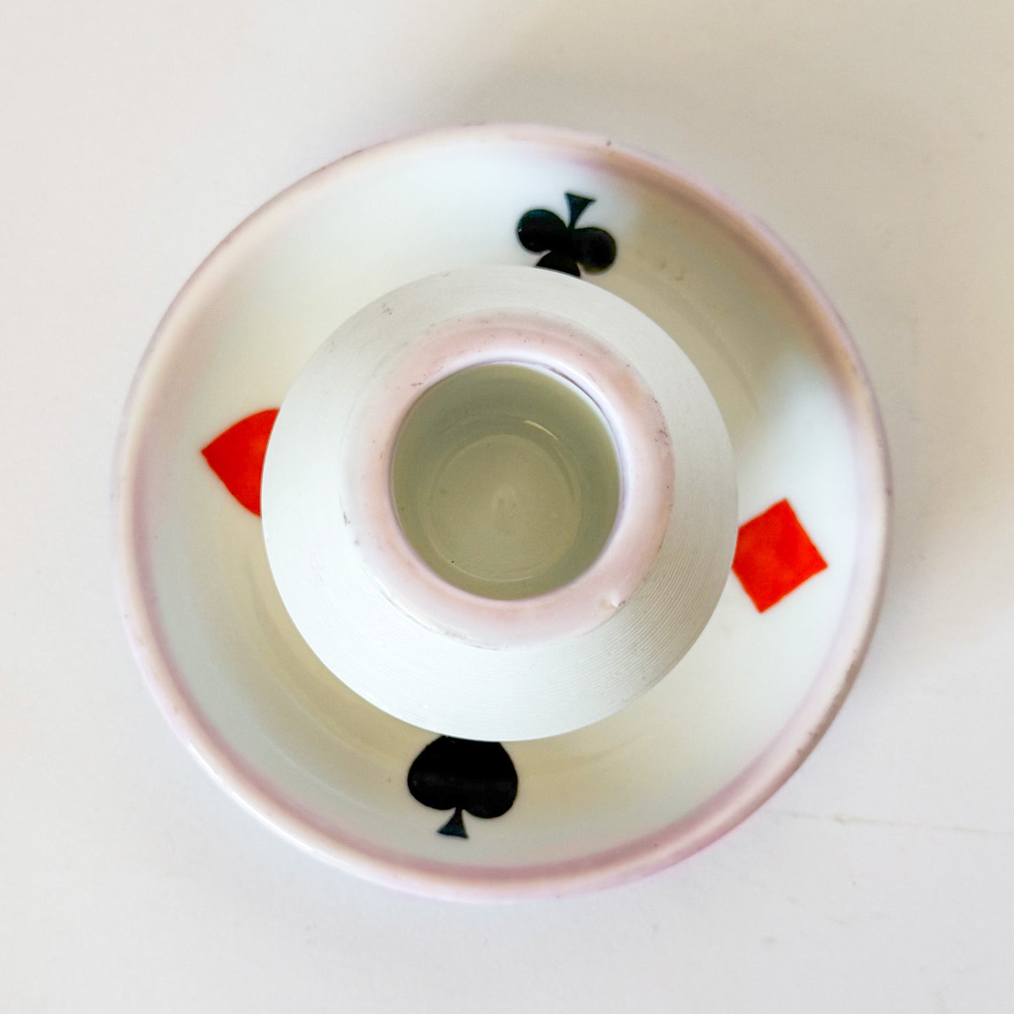 Antique French Porcelain Hand Painted Card Suites Match Striker