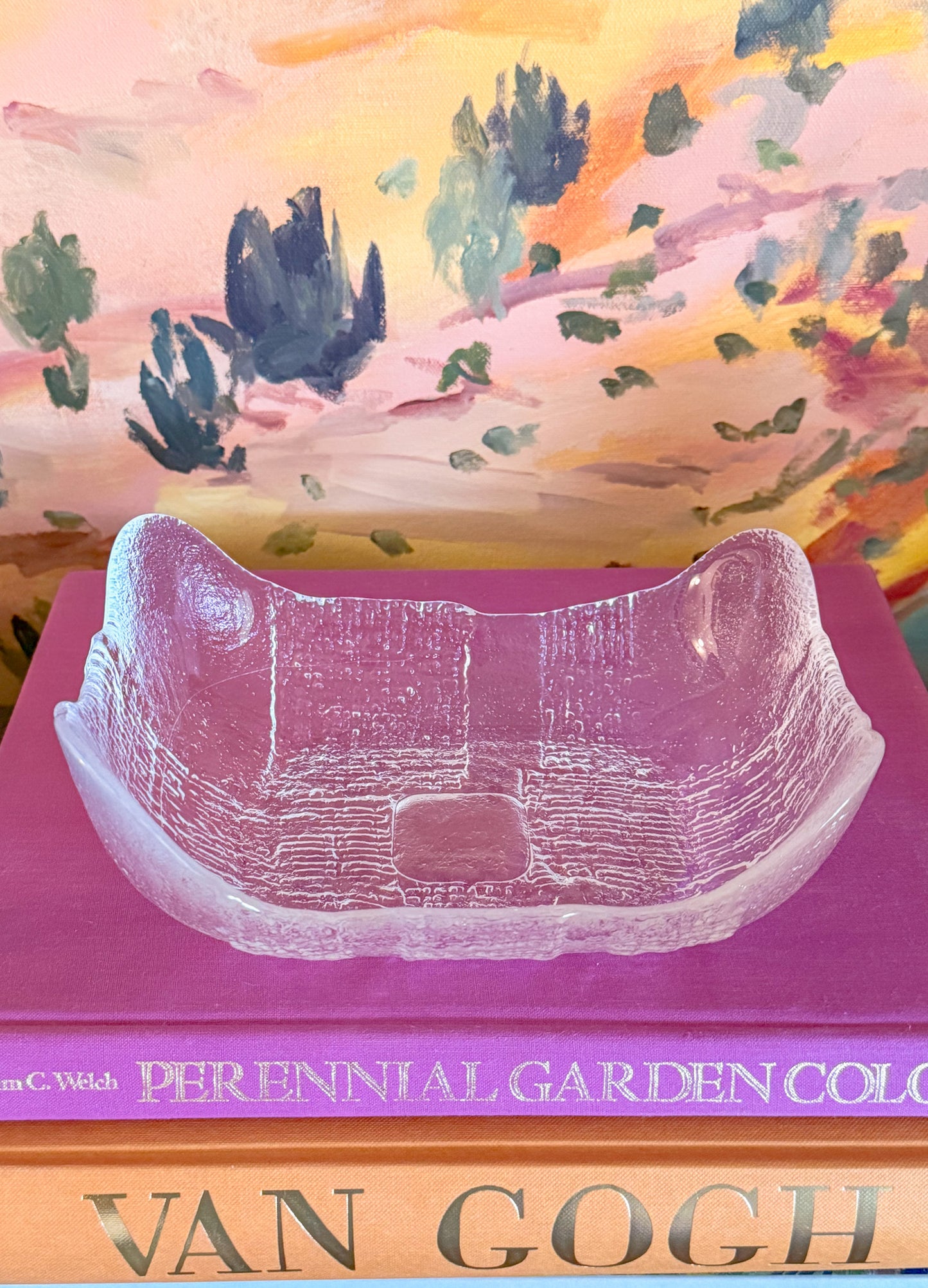 Vintage Swedish Glass Bowl by Christer Sjögren for Lindshammar Glasbruk, 1970s