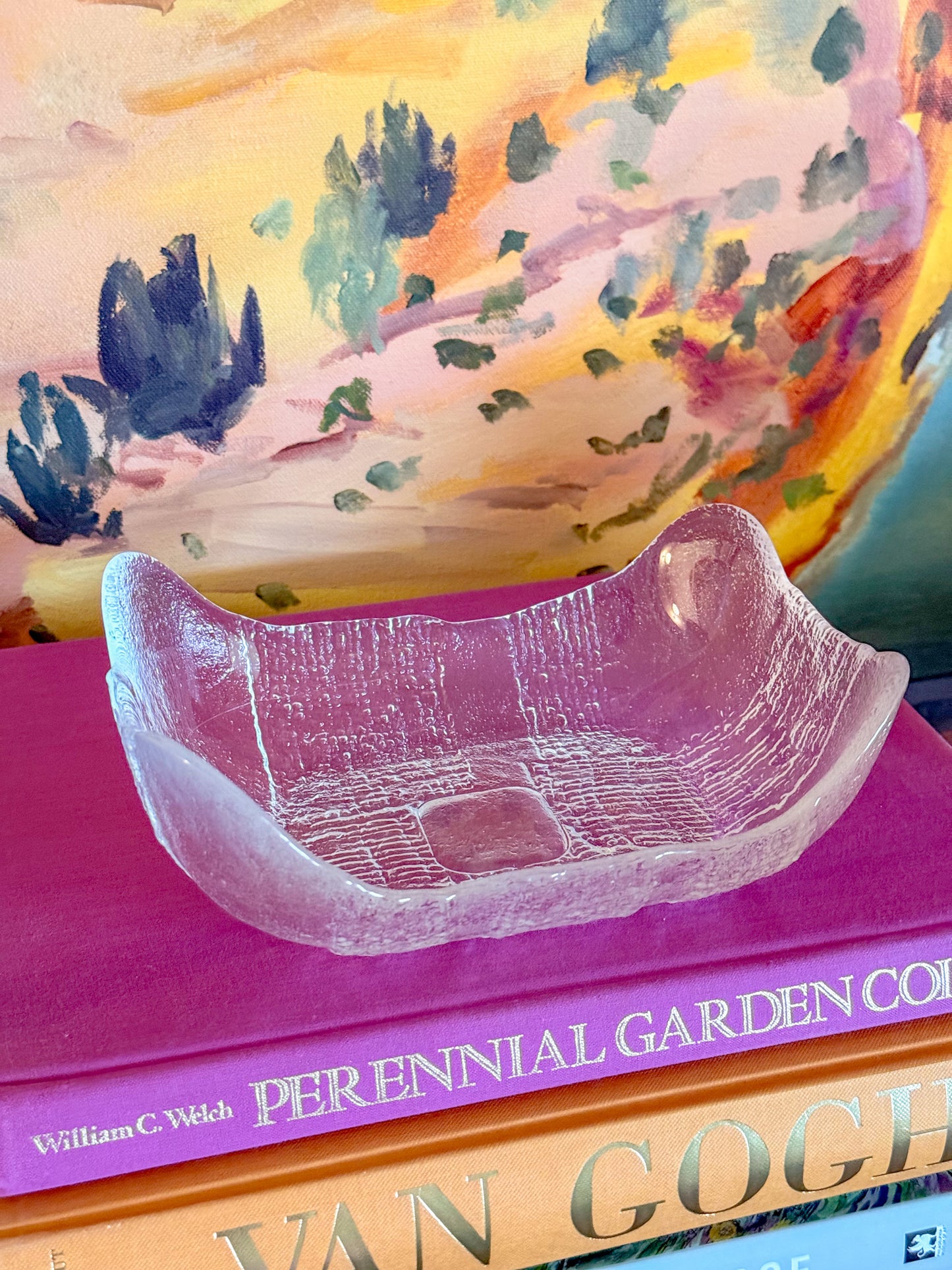 Vintage Swedish Glass Bowl by Christer Sjögren for Lindshammar Glasbruk, 1970s