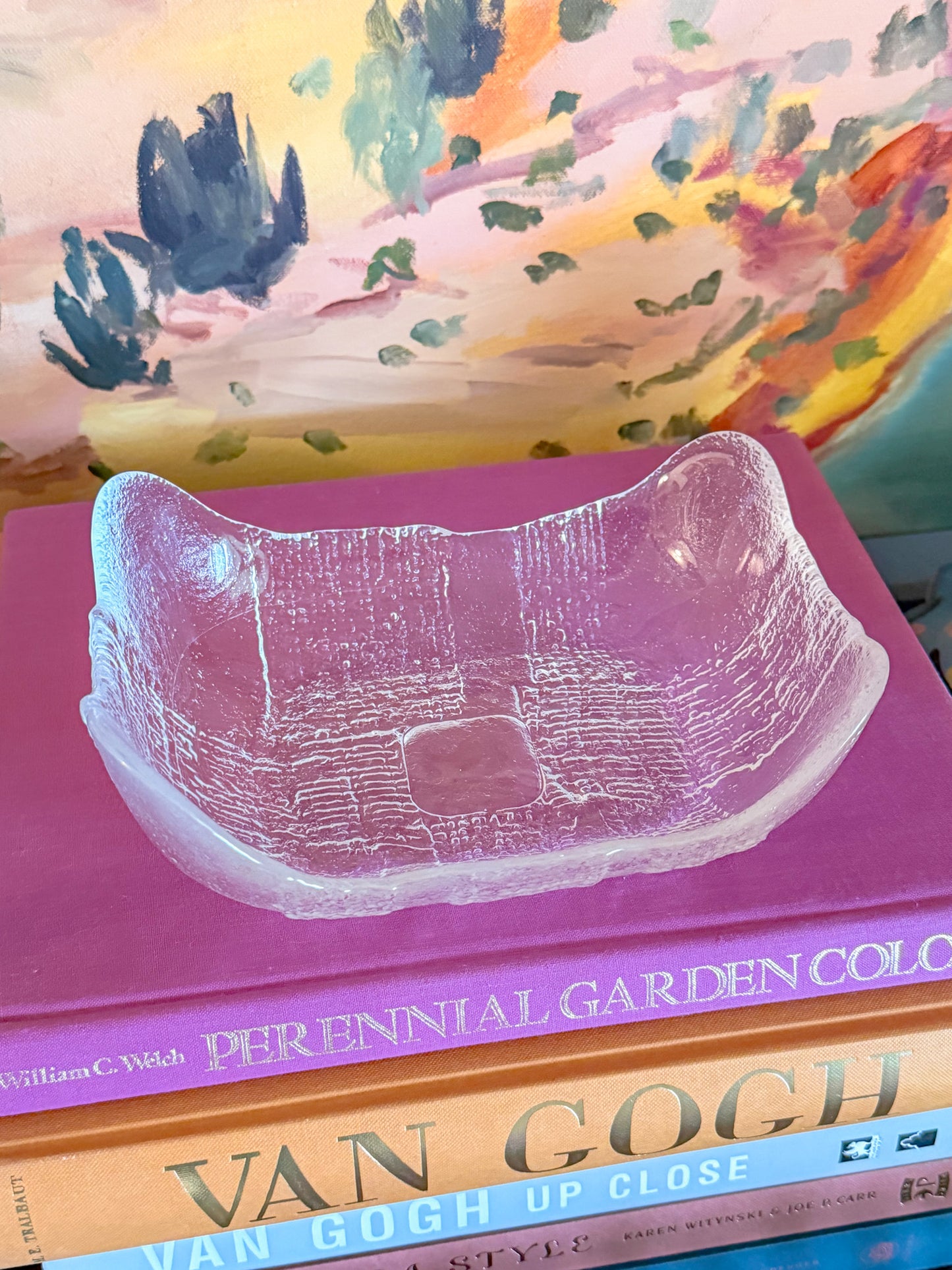 Vintage Swedish Glass Bowl by Christer Sjögren for Lindshammar Glasbruk, 1970s