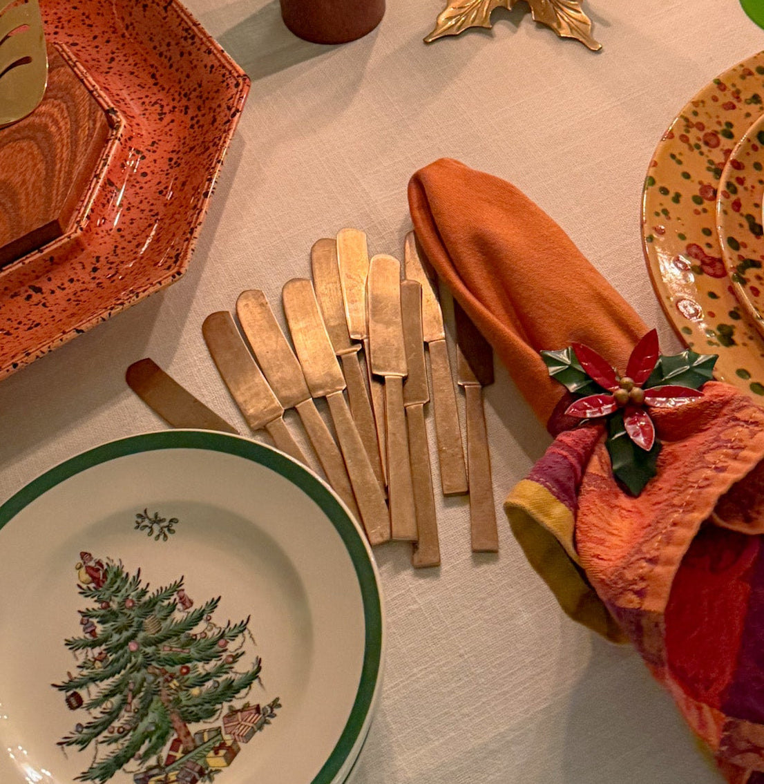 Vintage Mid Century Modern Solid Nickel Bronze Spreaders