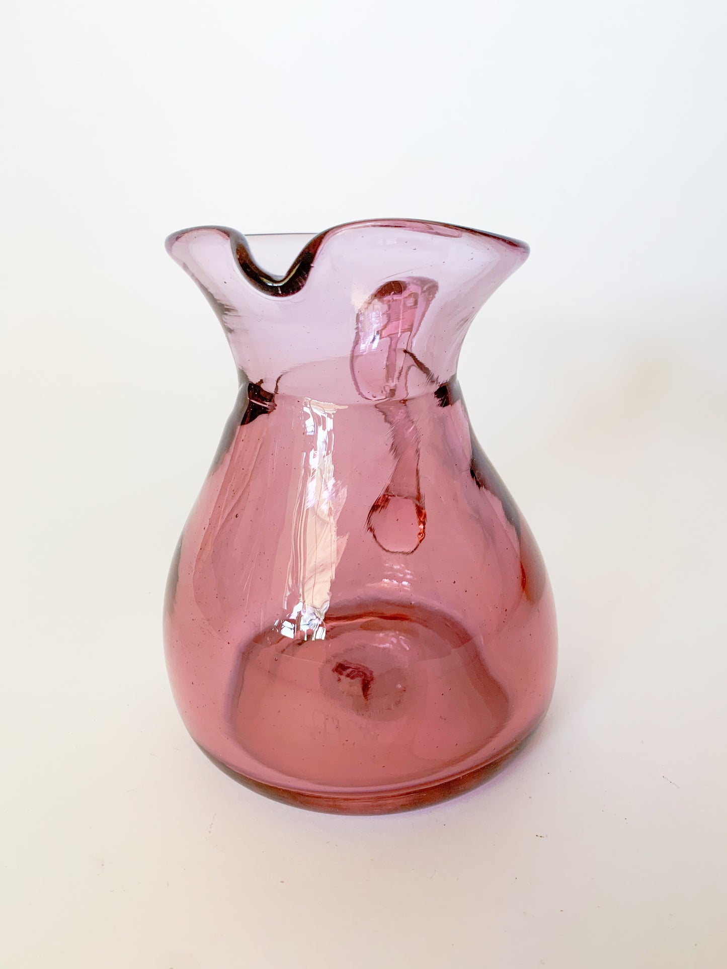 1970s Chet Cole Signed Amethyst Blown Art Glass Pitcher