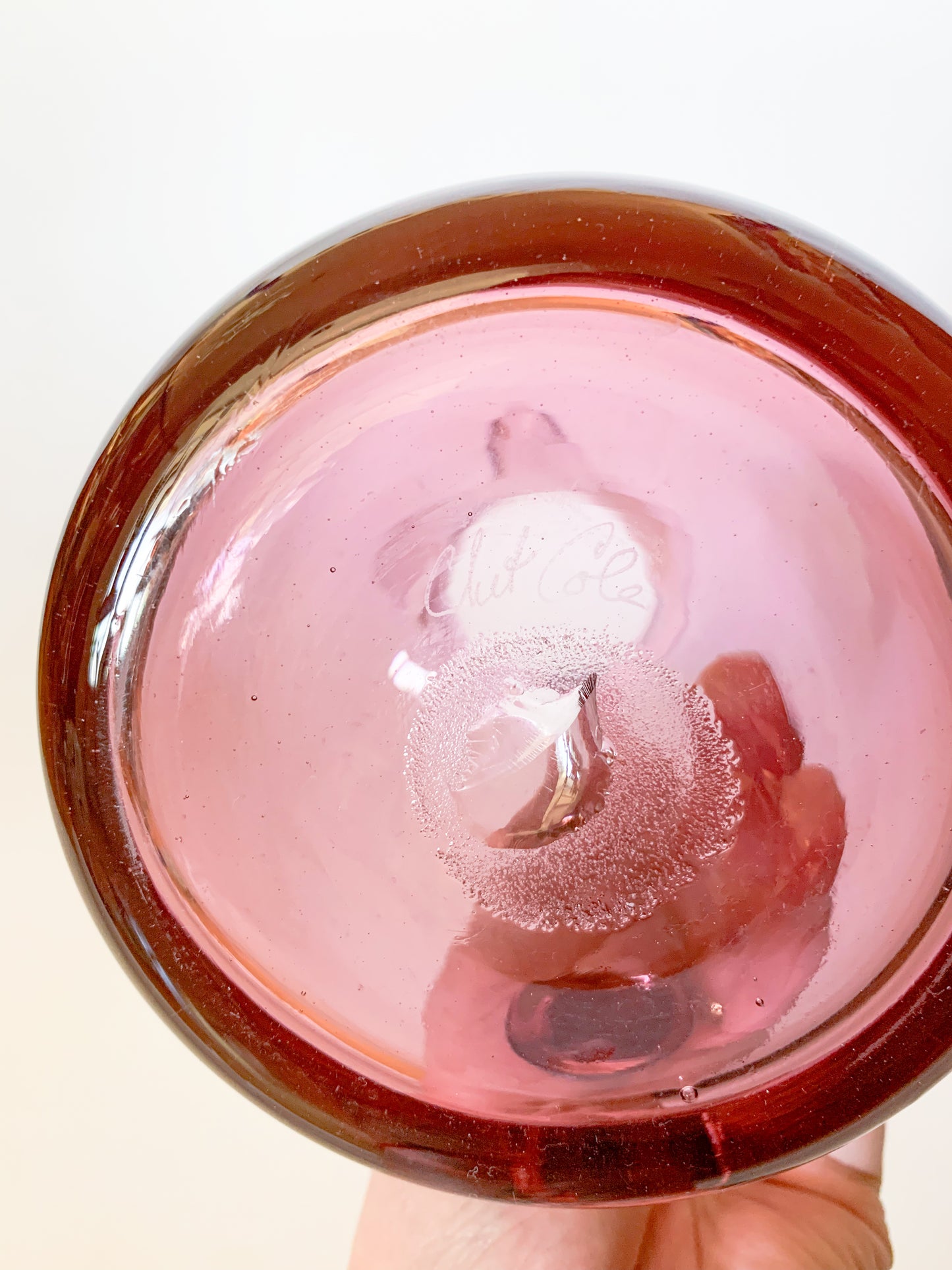 1970s Chet Cole Signed Amethyst Blown Art Glass Pitcher