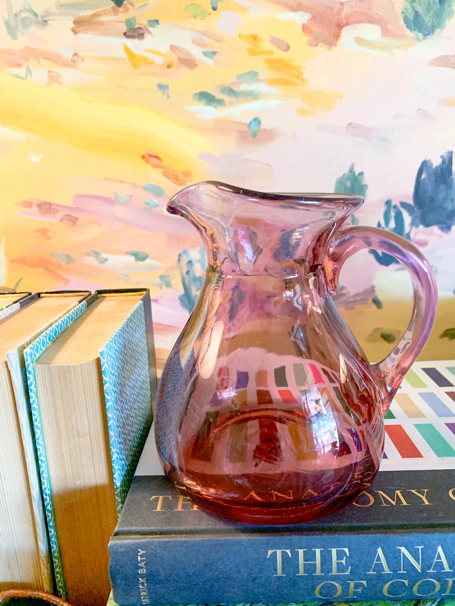 1970s Chet Cole Signed Amethyst Blown Art Glass Pitcher