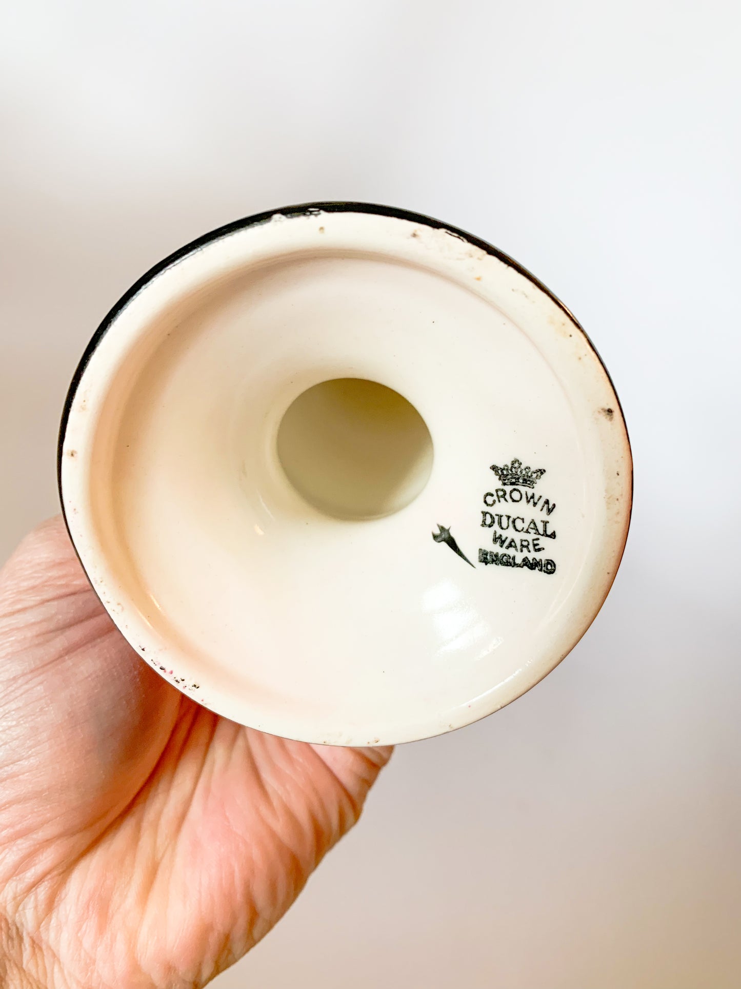 Vintage Pink and Black Ceramic Candlestick