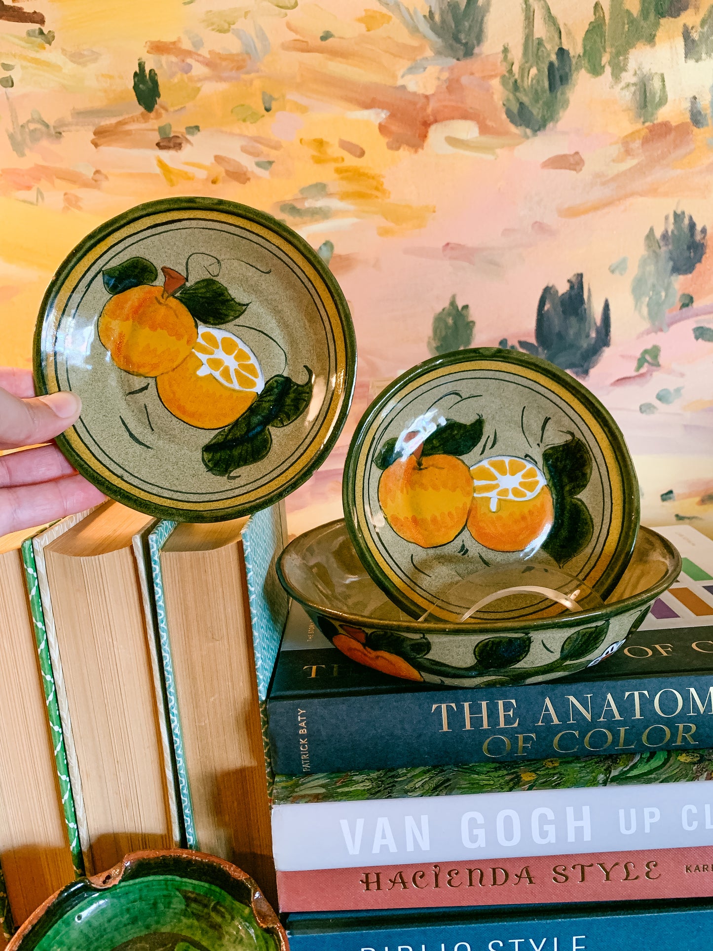Vintage Mexican Redware Orange Dishes