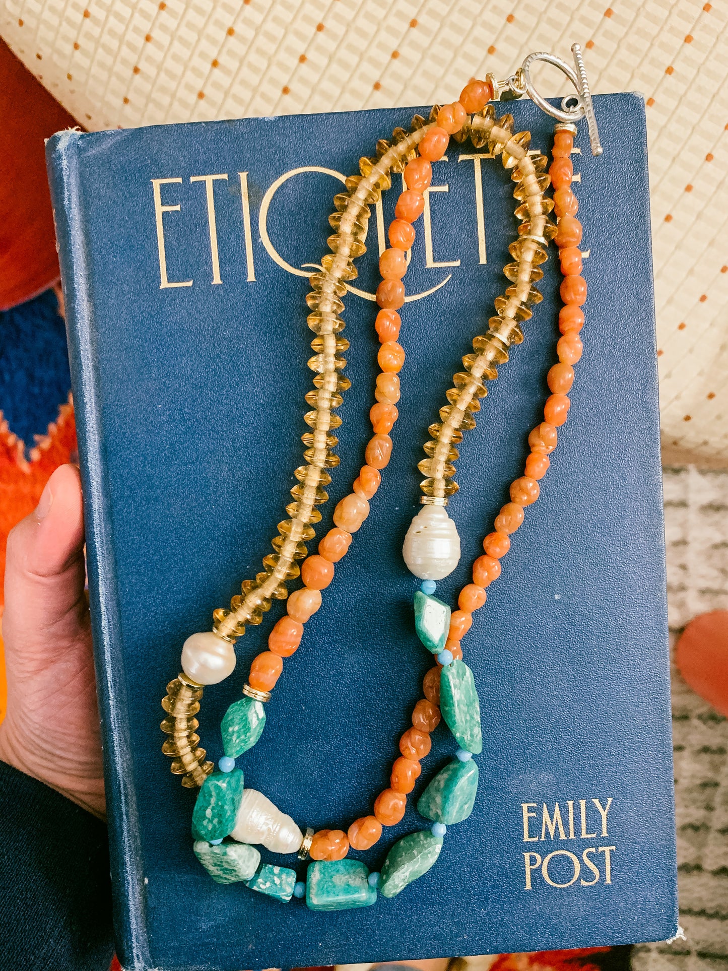 Baroque Pearlies: Amazonite and Blush Necklace